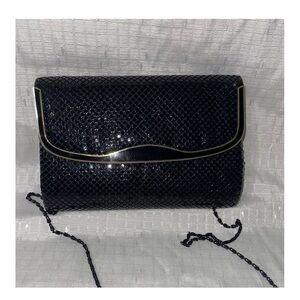 NWOT Elegant Metallic Mesh Black and Gold Shoulder Bag
